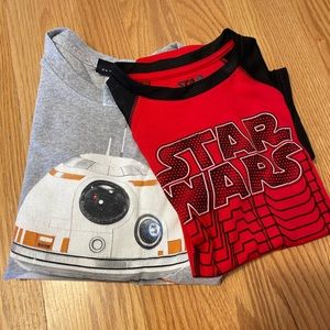 EUC Star Wars boys sz 10 2 shirts BB8 long sleeve &logo shirt athletic material